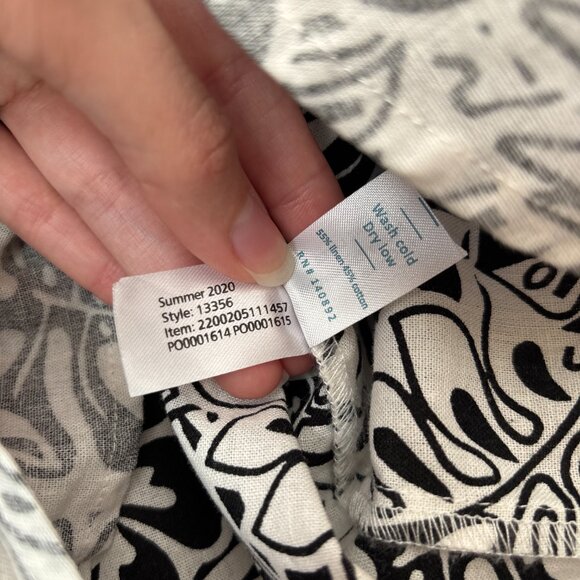 Marine Layer XL Linen Blend Monaco Wrap Skirt in Black and White Print - Picture 9 of 9